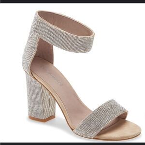 Jeffrey Campbell Kassidy size 9 Rhinestone Platform Heels Shoes sandals silver